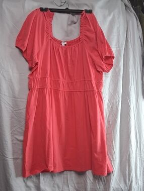 J. Crew Coral Scoop-Neck Midi Dress